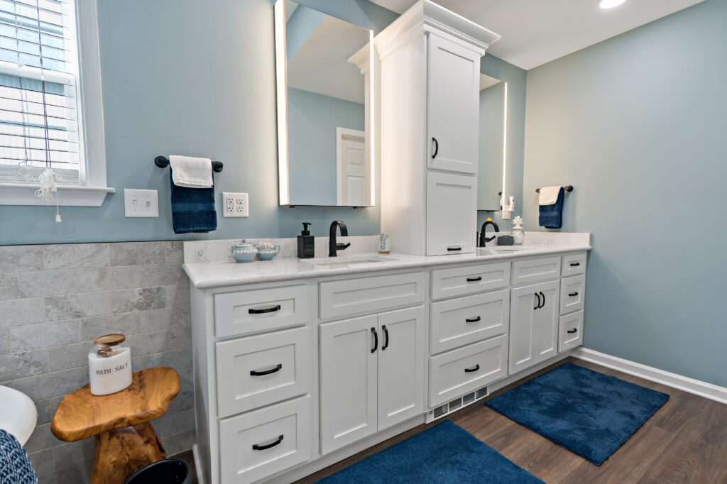vanity sink with custom cabinets
