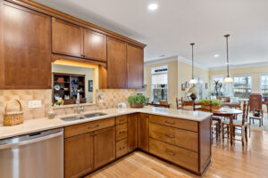 quartz countertop and custom cabinets
