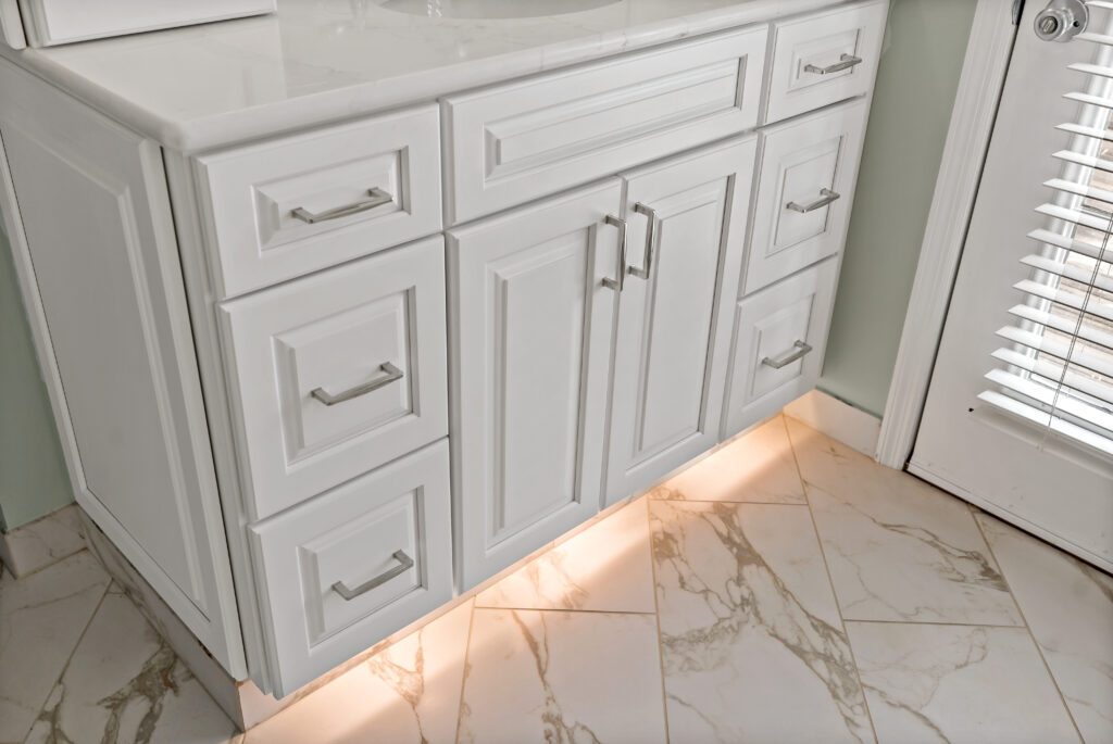 custom cabinets and heated floor
