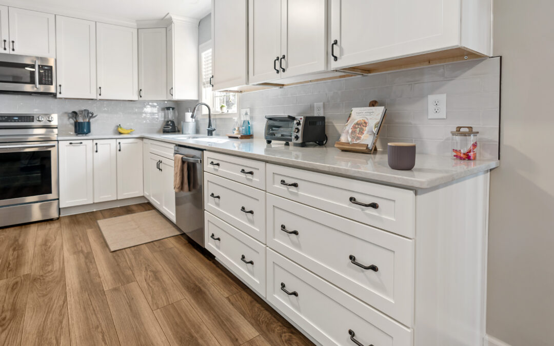 modern kitchen with hardwood floors
