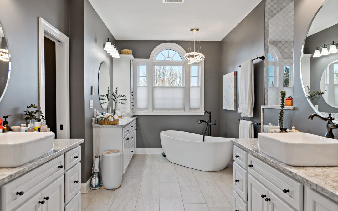 bathroom remodel with freestanding tub