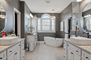 custom cabinets and tub