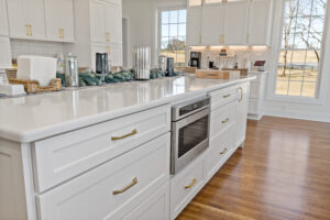 custom island with gold trim