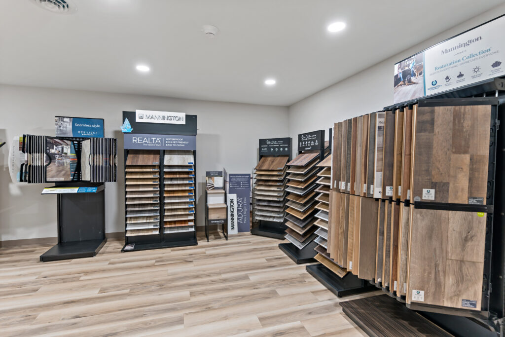 Racks of flooring and tile samples