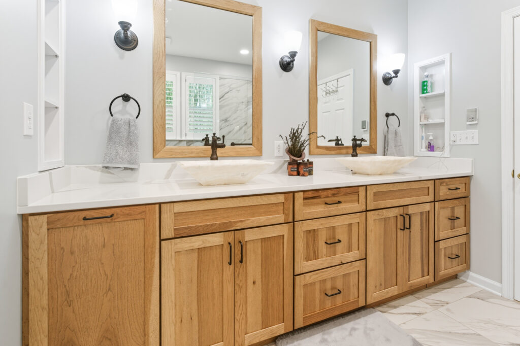 bathroom remodel with custom cabinetry