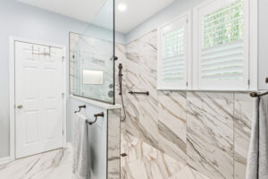bathroom renovation with walk-in shower