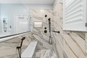bathroom renovation with walk-in shower