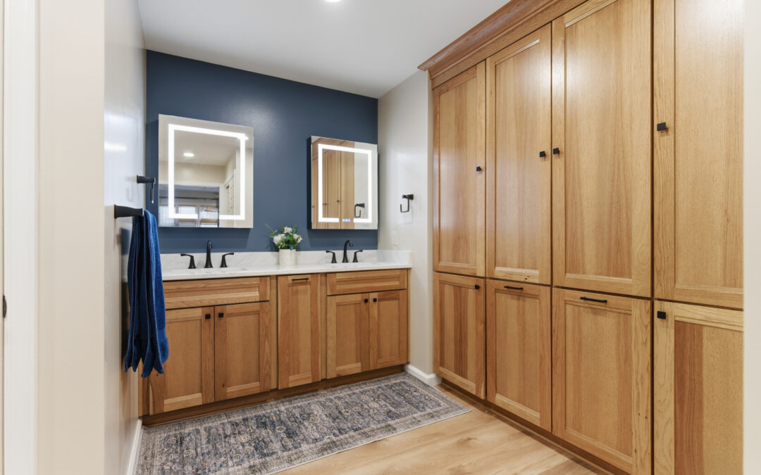 bathroom with custom cabinets